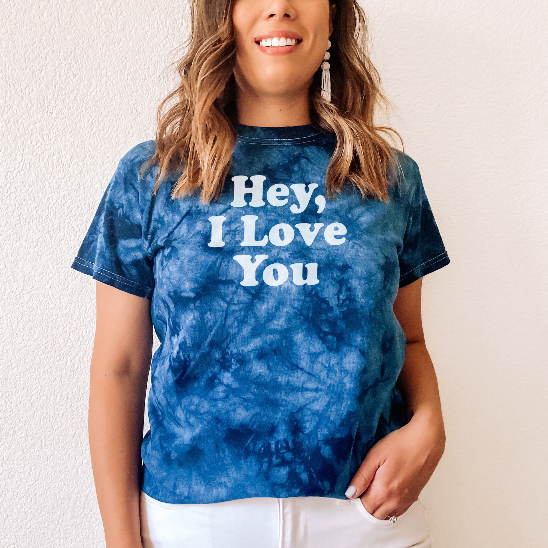 Hey I Love You Indigo Dye T-Shirt